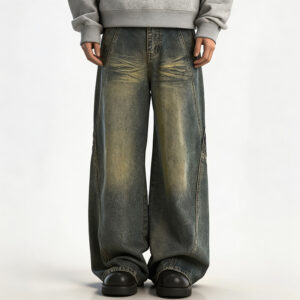 Mustache baggy plus size washed jeans for men at JiuvelWear