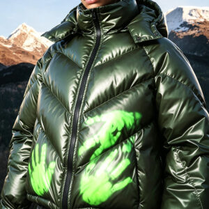 Color changing thermochromic bubble winter puffer outerwear for streetwear