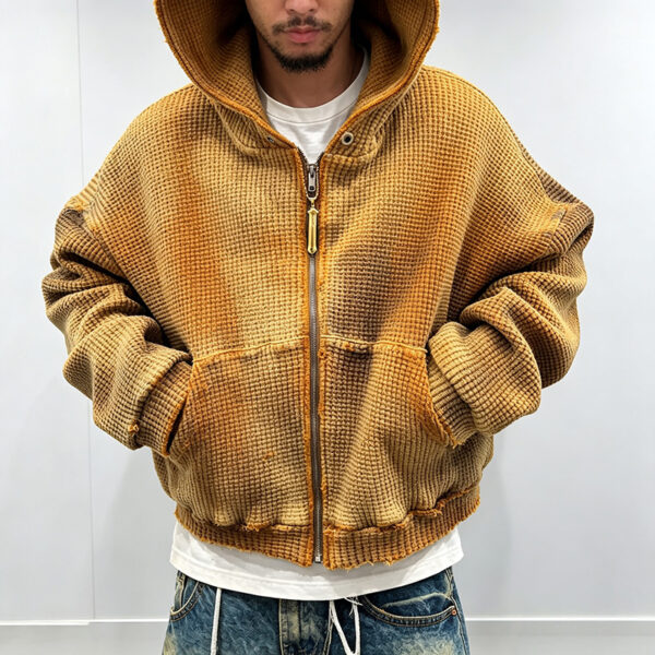 IMG_20260724_173410 Casual distressed waffle cotton cropped hoodie