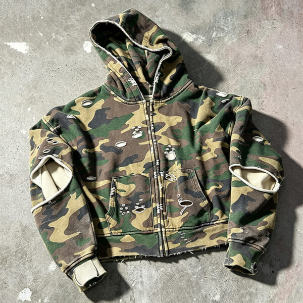 IMG_20260724_174316 Distressed camo print cropped zip hoodie front view