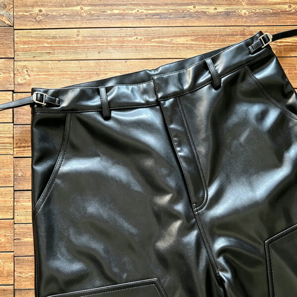 IMG_20260727_175452 Vintage streetwear luxury PU leather carpenter shorts