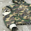 Camo Cropped Zip Up Double Layer Hoodie