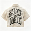 Mens cropped suede zip shirt street fashion rhinestone pearls