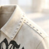 Pearl rhinestone suede cropped zipper shirt men