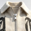 Men streetwear suede cropped shirt custom zipper design