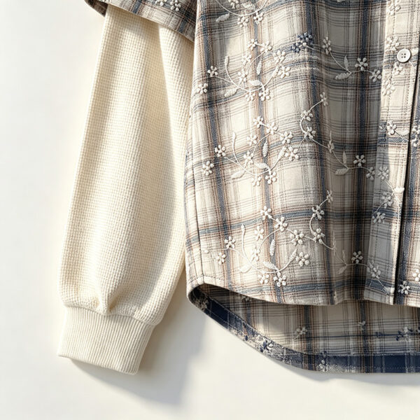 IMG_20260804_155549 Men Cropped Double Layer Plaid Flannel Shirt