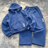Men heavyweight 500gsm embroidered terry hoodie tracksuit set