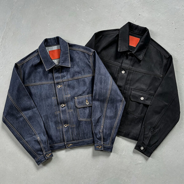 IMG_20260805_102219 Men heavyweight raw selvedge cropped button up denim jacket
