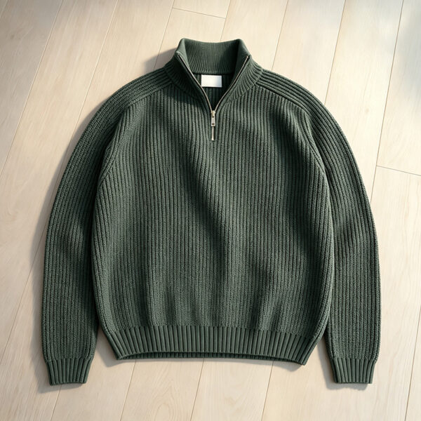 IMG_20260805_105030 Men Custom Quarter Zip Cotton Knit Polo Sweater