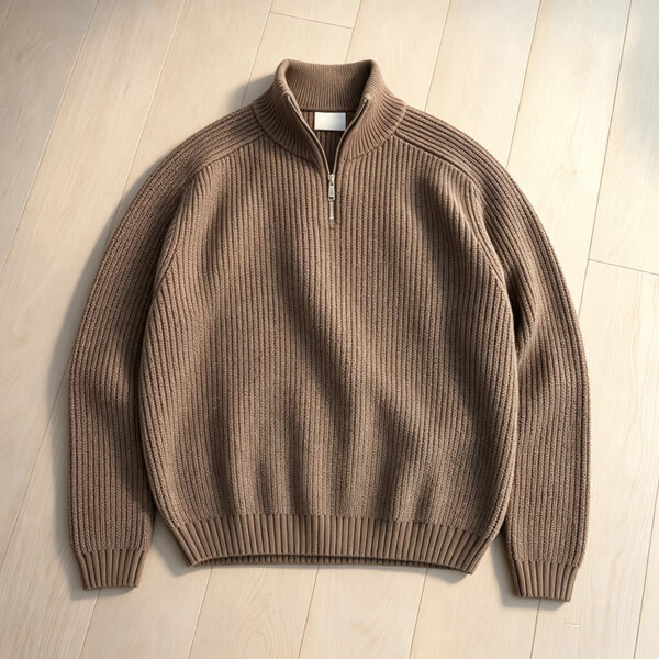 IMG_20260805_105048 Men quarter zip polo sweater made of cotton knit fabric